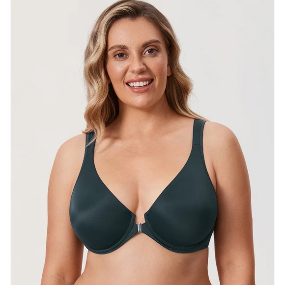 Delimira Plunge Back Posture Bra Nightfall Blue Front-Closure Bra 46 D - Picture 3 of 7